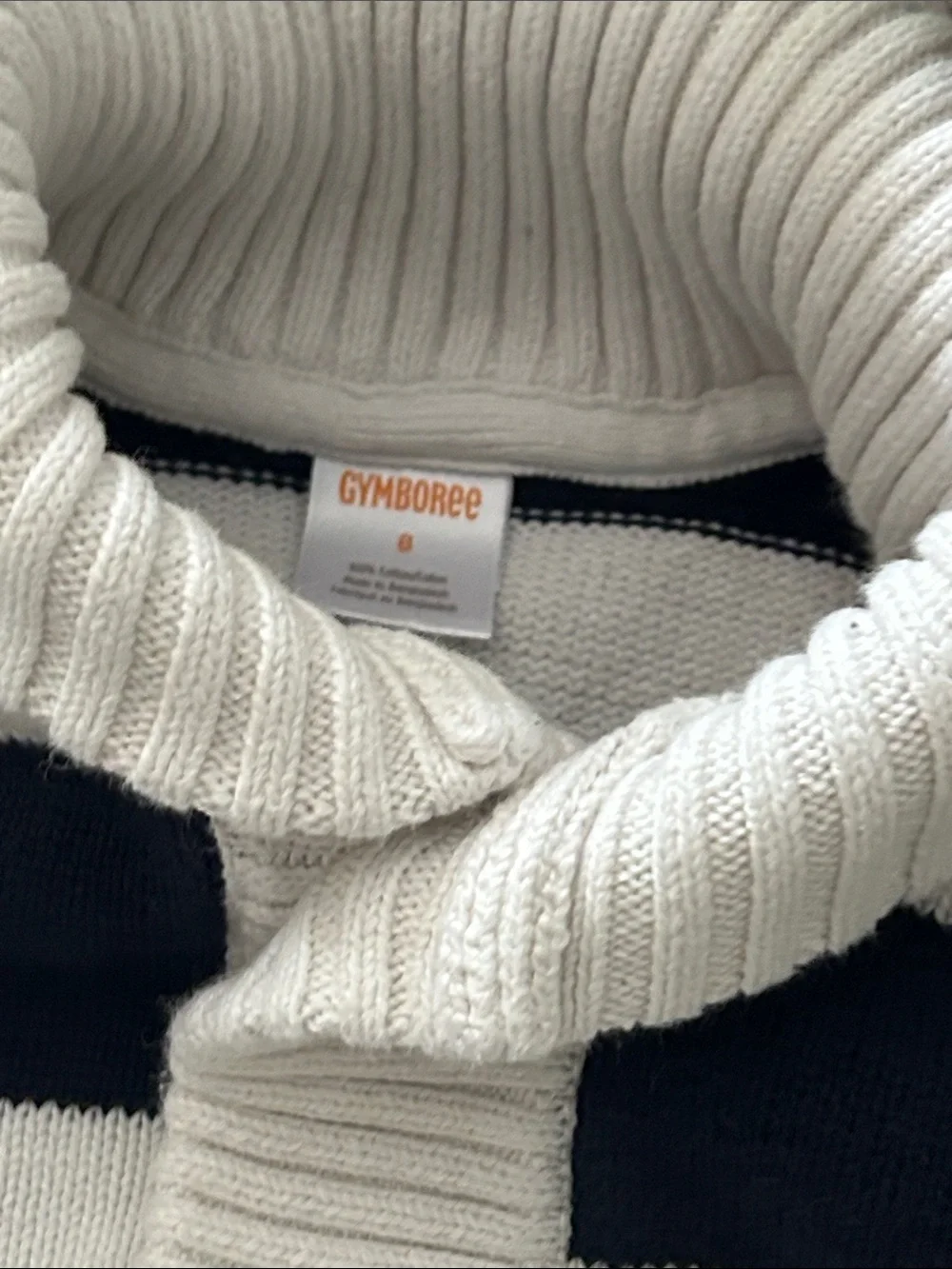 Gymboree Kids Navy & Creamy White Striped Button Sweater Cowl Neck Cardigan